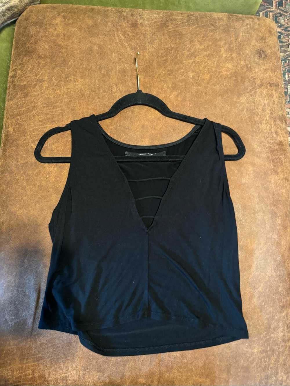 silence + noise Black V-Neck Tank with Ladder Back